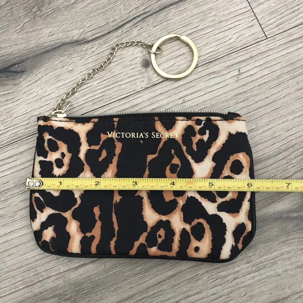 Victoria’s Secret Cheetah Leopard Animal Print Zipper Pouch Keychain Coin Purse - Picture 2 of 7